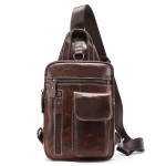 Men's Leather Chest Bag Vintage Top Layer Leather One-shoulder Crossbody Bag