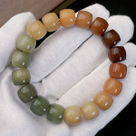 Natural Weathering White Jade Bodhi Root Straight Cut Bracelet