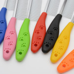 Pet candy color soft handle stainless steel comb