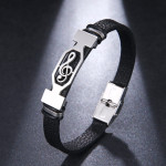 Stainless Steel Note Leather Bracelet