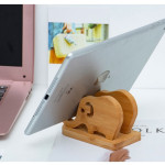 Bamboo Wood Desktop Tablet Portable Baby Elephant Mobile Phone Holder