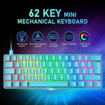 Wired British T60 Mechanical Keyboard White Blue Axis Color Light Set