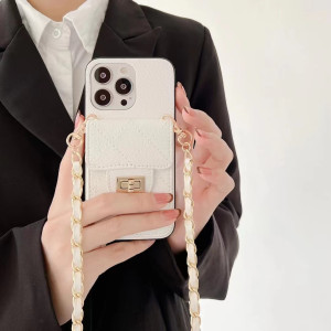 Women's Fashion Slant Across The Lambskin Phone Case