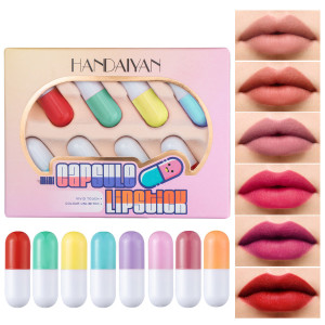 Pill Capsule Lipstick Lip Balm Sample 8 Color Suit