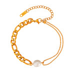 Fashionable Personality Freshwater Pearl Figaro Bracelet