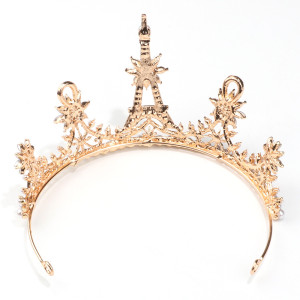 Golden Crown Eiffel Tower Rhinestone Flower Crown