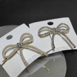 Pearl And Diamond Bow Hair Clip