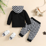 Children's Autumn And Winter Sports Leisure Hooded Plaid Suit