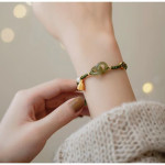 Female Minority Double Ring Safety Clasp Hand Knitting Bracelet