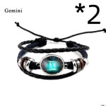 Twelve constellation glass piece couple bracelet