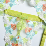 Three-piece Set Of Craft Floral Mesh Underwear Gathered