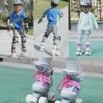 Children's Double-row Four-wheel Roller Skate Protective Gear Set