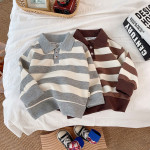 Children's Spring Clothes Striped Lapel Sweater