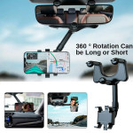 Universal 360 Degrees Rotatable Retractable Rearview Mirror Car Phone Holder Bracket US