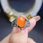 Natural Fire Opal Ring S925 Silver Girl