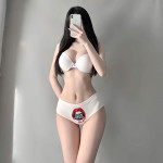 Ladies Lip Cartoon Print Mid-low Waist Milk Fiber Panties