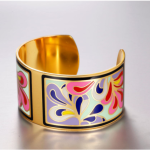 Copper Opening Color Enamel Love Bangle Bracelets 