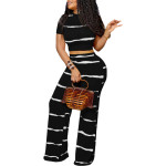 Striped Printed Sunken Stripe Navel Wide Leg Suit