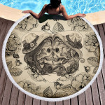 Scary Skull Round Beach Towel Fiber Picnic Mat