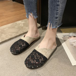 Linen Heelless One-foot Hollow Sandals