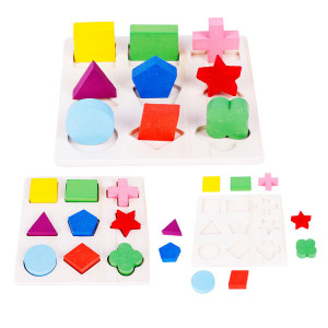 Children's Shape Recognition Board Educational Toys Montessori Puzzle Equal Points 3D Puzzle Model Puzzle