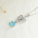 Fashion S925 Silver Set Swiss Blue Topaz Pendant Necklace