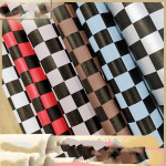 Classic Small Checkerboard Printed Leather Fabric