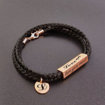 Stainless Steel Braided Leather Rope Couple Bracelet