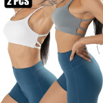 2 Pack Strappy Sports Bras For Women - Criss Cross Back Sexy Wireless Padded Yoga Bra Cute Workout