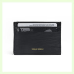 Hiram Beron Monogrammed Leather Card Holder Real Leather Sli