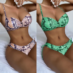 Beach Snake Pattern Bikini Hard-clad Steel Plate Gather Hot Girl Bikini Triangle Split Swimsuit