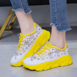 Round Toe Mesh Rhinestone Flower Sneakers