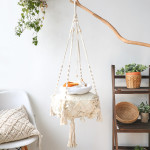 Macrame Cat Hammock, Handwoven Hanging Cat Bed, Boho Cat Swing With Hanging Kit For Indoor Outdoor Home Decor Hang On Wall Cat Hammock Bed For Sleeping, Playing, Climbing And Lounging