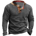 Men's Outdoor Fleece Comfortable Vintage Henry Neck Sweatshirt