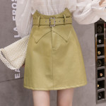 High Waist A-line Half-length Women's Western Style PU Small Leather Skirt