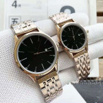 Lovers Watch Belt Steel Belt European And American Simple Two-handed Half-dial Quartz