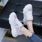 Round Toe Mesh Rhinestone Flower Sneakers