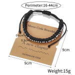 New Leather Stainless Steel Bracelet Moss Code Letter