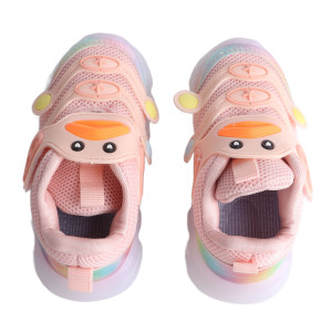 Baby Cartoon Sneakers LED Light Up Breathable Slip Resistant Kids Running Shoes for Outdoor Pink 