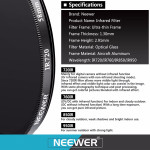 Neewer 4 Pieces 58MM Infrared Filters: IR720, IR760, IR850, IR950 with Pouch