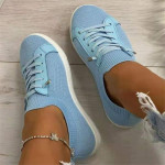 Flat Lace-Up Fly Woven Mesh Breathable Shoes