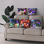 New Christmas Cushion Cover 45x45 Led Light Christmas Decorations For Home Santa Claus Printed Christmas Pillow Case