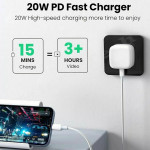 For 14 13 12 11 Pro Mini XR XS MAX Fast Charging USB-C PD Plug Charger Cable