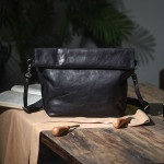 Vintage Vegetable Tanned Leather Handmade Men's Shoulder Bag