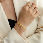 18K Gold Zircon Bracelet With Simple Style