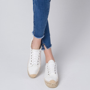 White Platform Canvas Lace-up Shoes