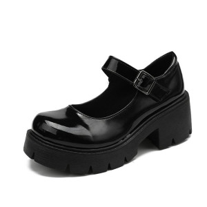 Thick Heel Thick-Soled College Style Retro Small Leather Shoes Women