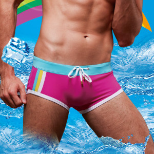 Boxer Color Matching Tether Beach Pants Quick-drying Swimming Trunks Men