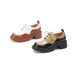 Thick-soled British Retro Lace-up Small Leather Shoes Women's Trend