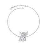 Highland Cow Necklace Anklet for Women 925 Sterling Silver Cow Crystal Necklace